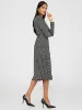 Geo Print Belted Midi Dress With Pleated Skirt sold by Suzy Shier