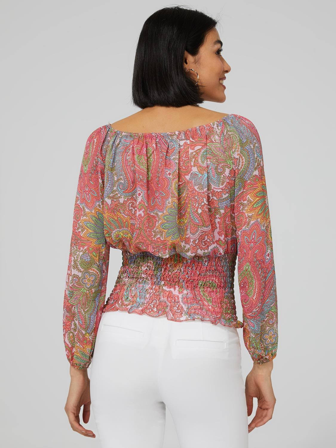 Paisley Print Off-The-Shoulder 3/4 Sleeve Top sold by Suzy Shier product image thumbnail 4