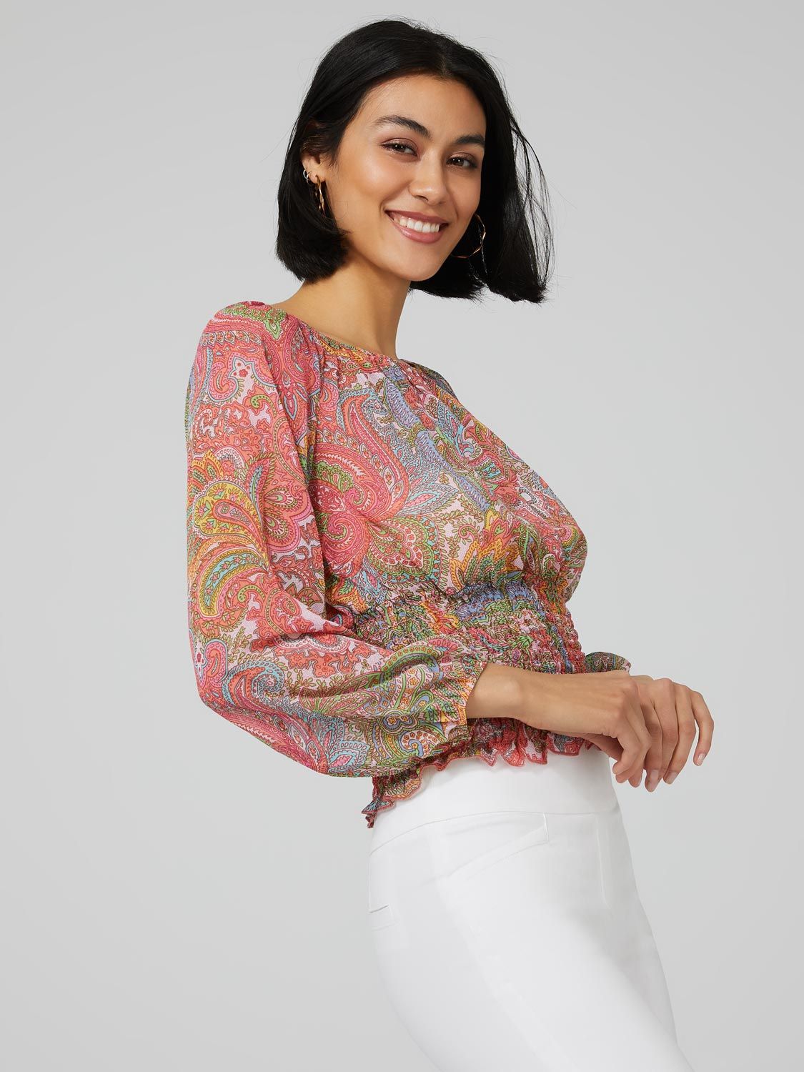Paisley Print Off-The-Shoulder 3/4 Sleeve Top sold by Suzy Shier product image thumbnail 3
