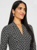 Geo Print Belted Midi Dress With Pleated Skirt sold by Suzy Shier