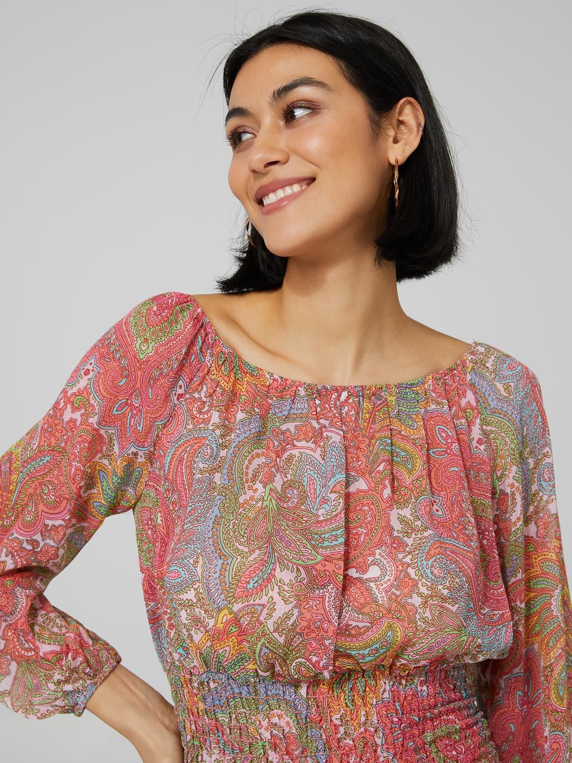 Paisley Print Off-The-Shoulder 3/4 Sleeve Top sold by Suzy Shier product image thumbnail 2