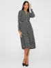 Geo Print Belted Midi Dress With Pleated Skirt sold by Suzy Shier