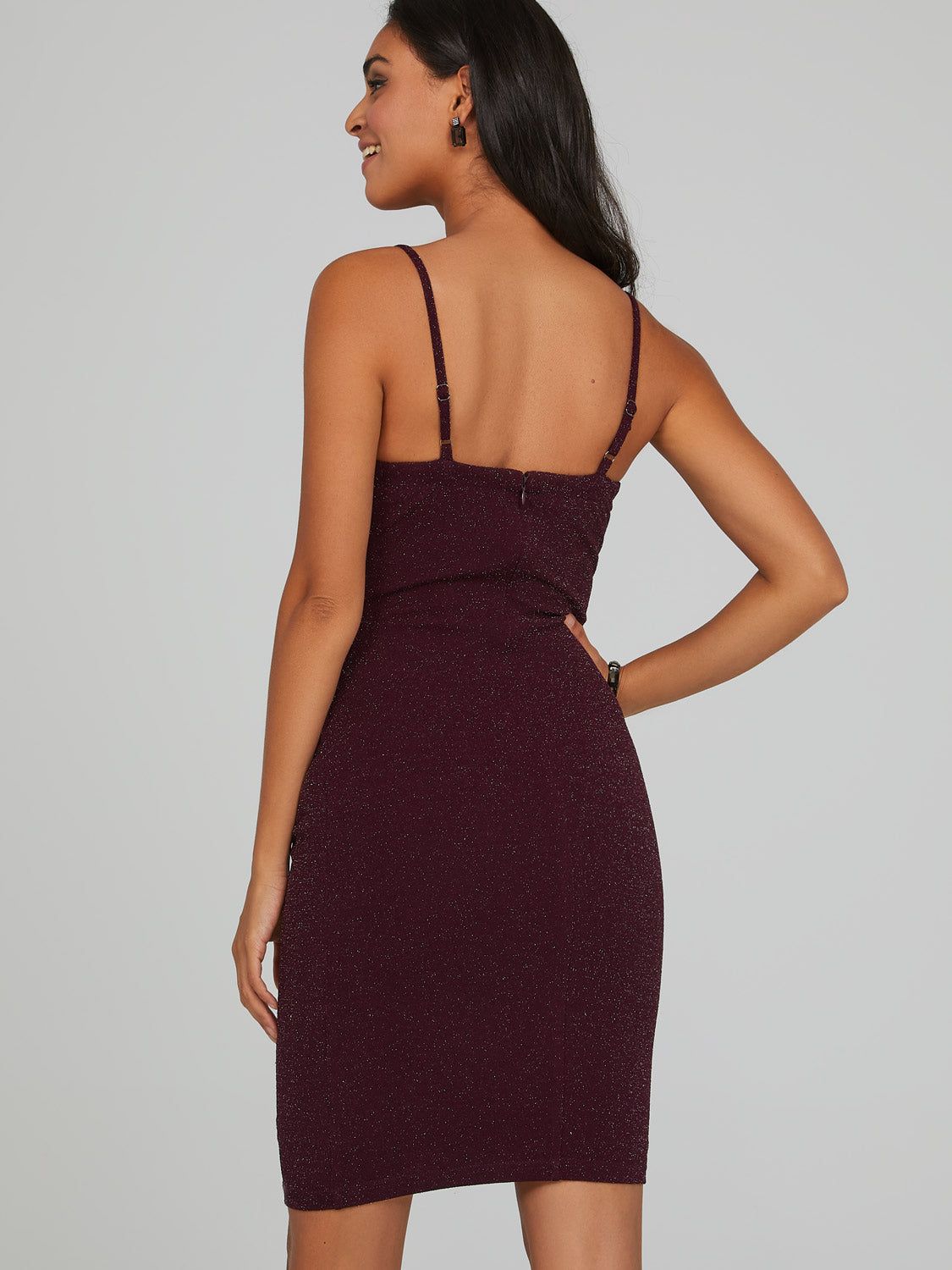 Cowl Neck Glitter Mini Dress sold by Suzy Shier product image thumbnail 4