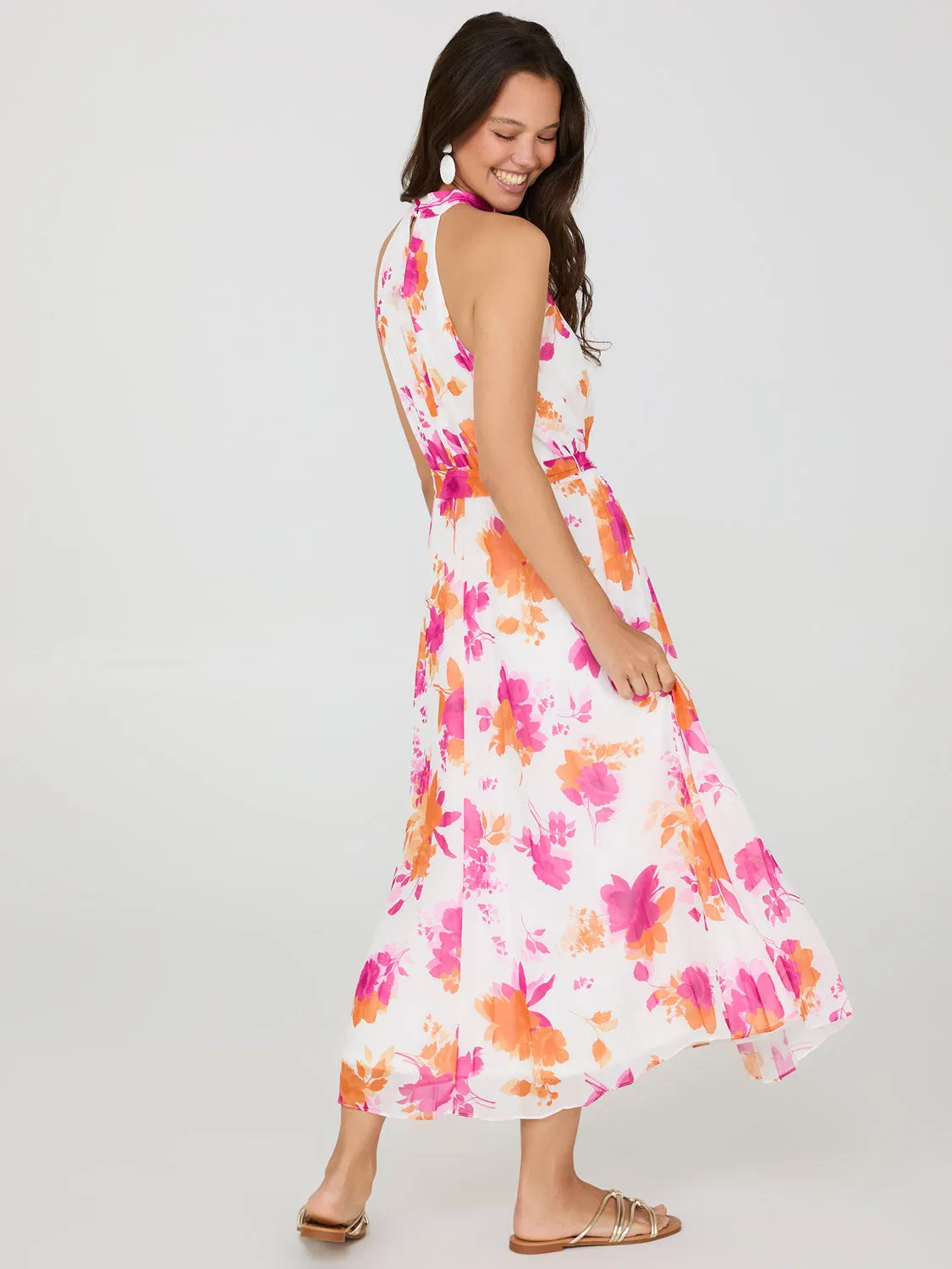 Floral Print Halter Neck Chiffon Midi Dress sold by Suzy Shier product image thumbnail 5