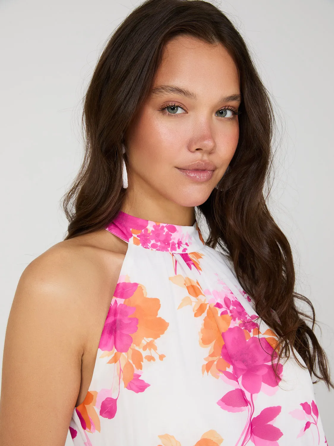 Floral Print Halter Neck Chiffon Midi Dress sold by Suzy Shier product image thumbnail 4