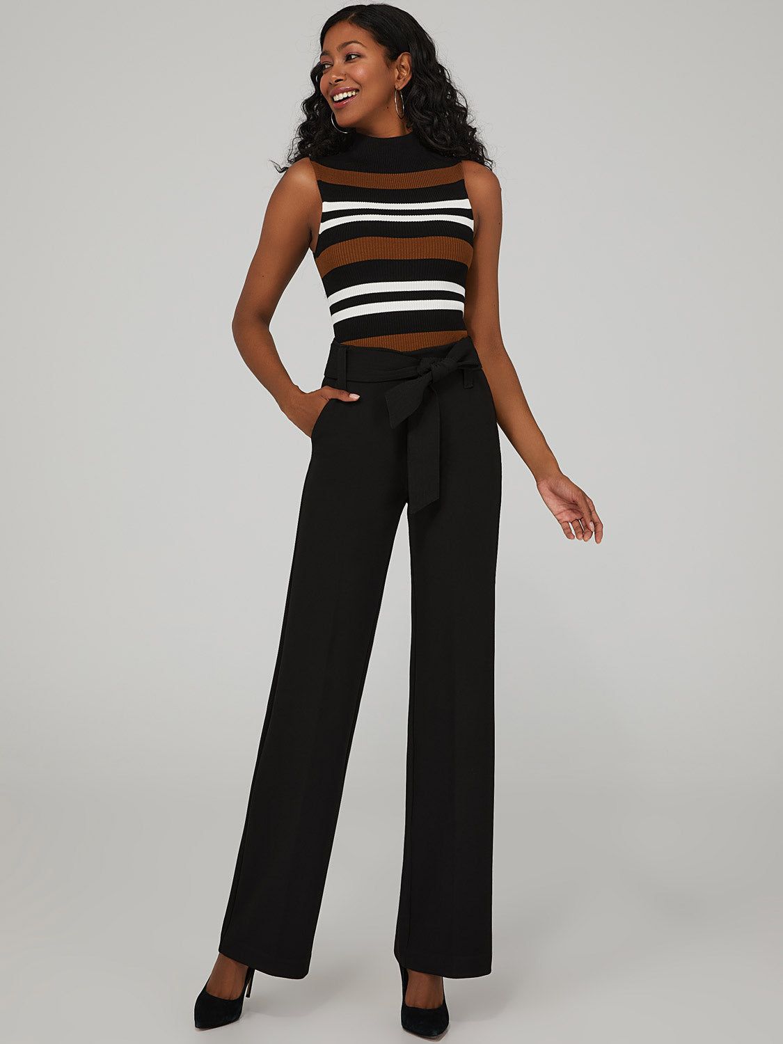 Wide Leg Pants With Sash Belt sold by Suzy Shier