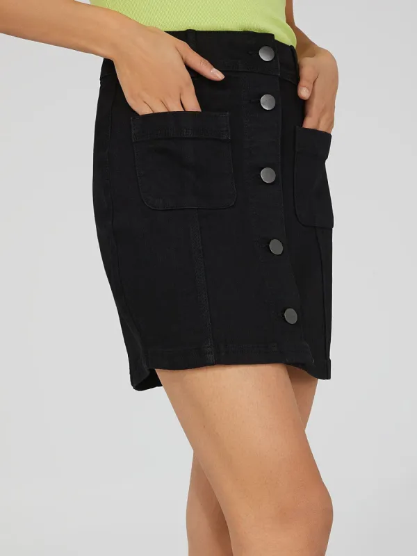Patch Pocket Denim Mini Skirt sold by Suzy Shier