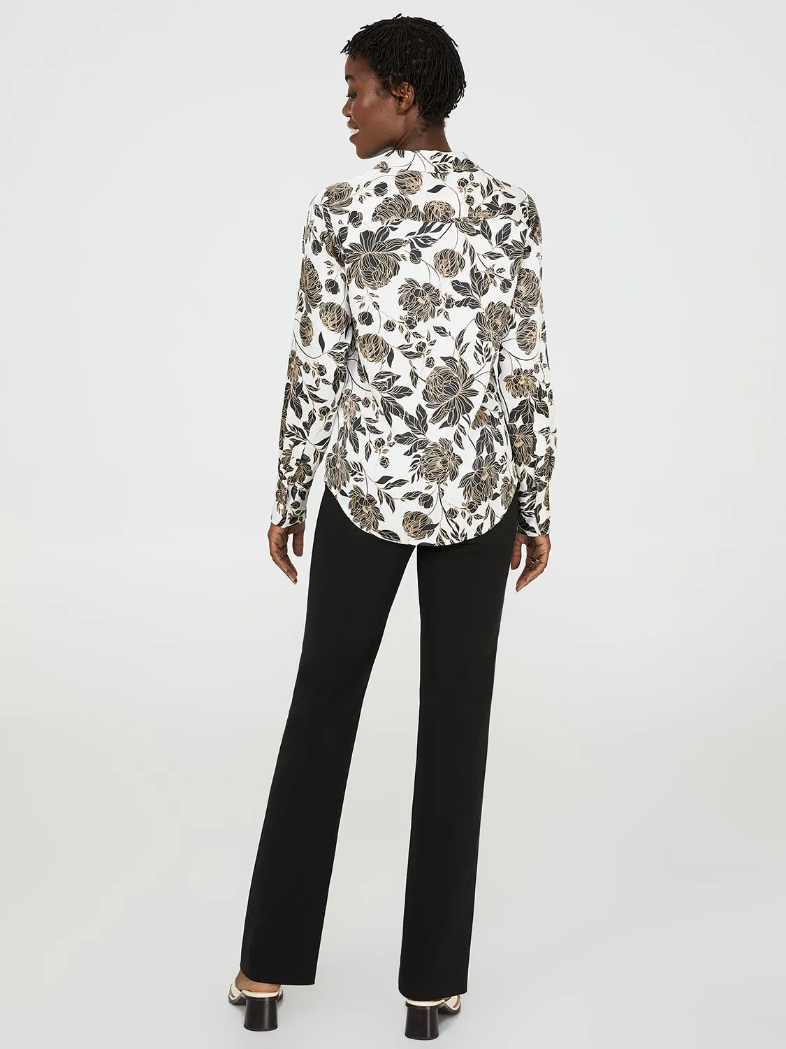 Floral Print Satin Button-Front Blouse sold by Suzy Shier product image thumbnail 5
