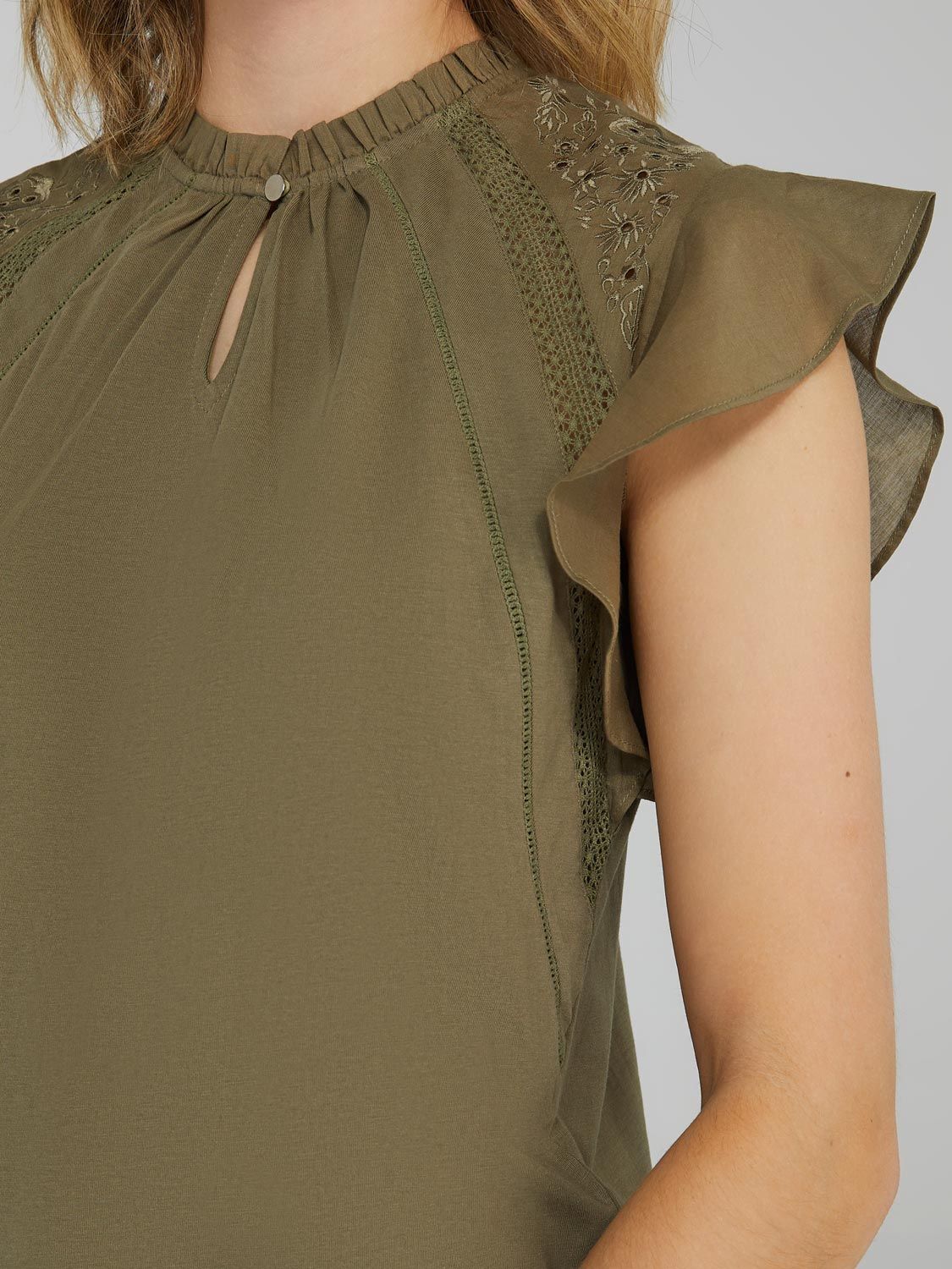 Ruffle Embroidered Top With Keyhole Front sold by Suzy Shier product image thumbnail 10