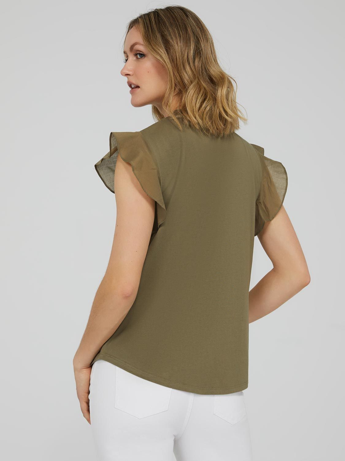 Ruffle Embroidered Top With Keyhole Front sold by Suzy Shier product image thumbnail 9