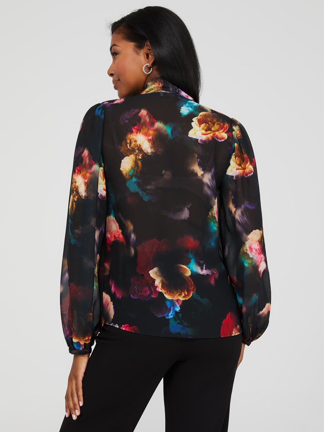 Floral Print Popover Bow Blouse sold by Suzy Shier product image thumbnail 5