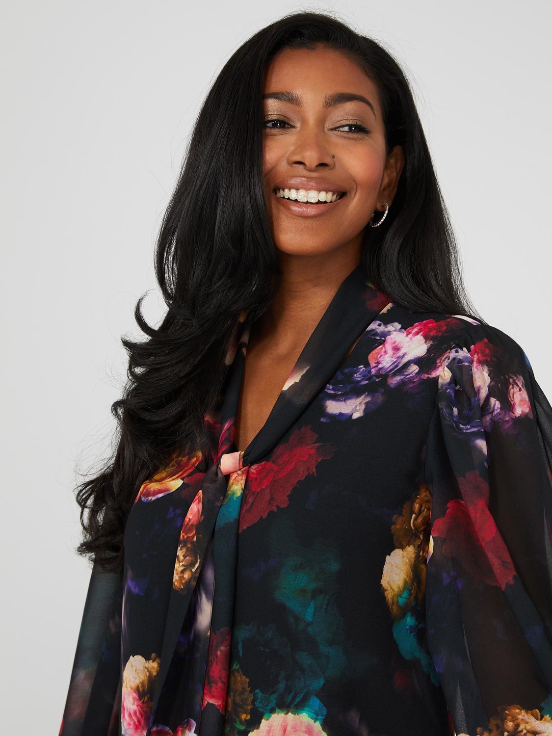 Floral Print Popover Bow Blouse sold by Suzy Shier product image thumbnail 2