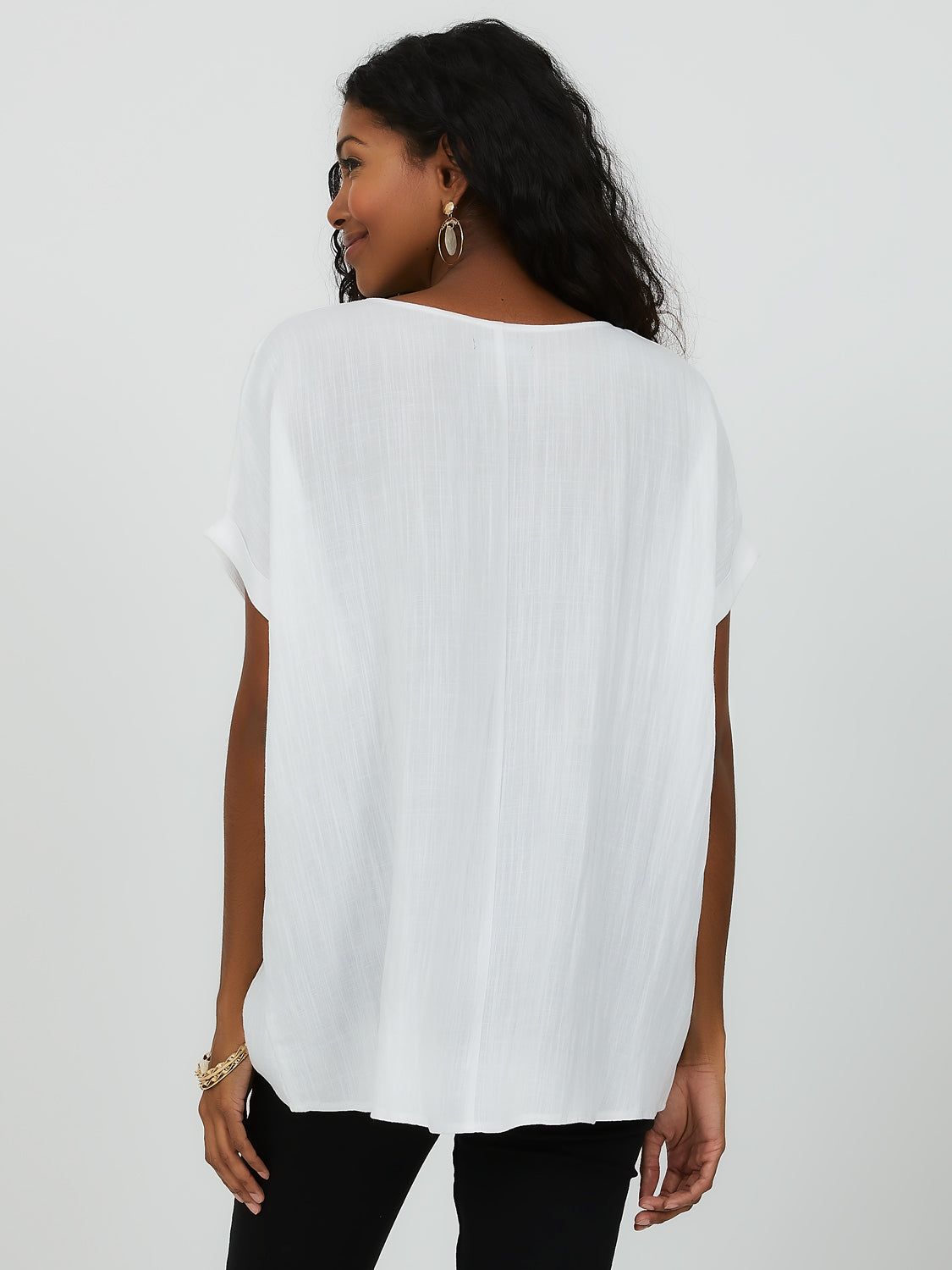 Cap Sleeve Linen-Like Blouse sold by Suzy Shier product image thumbnail 5