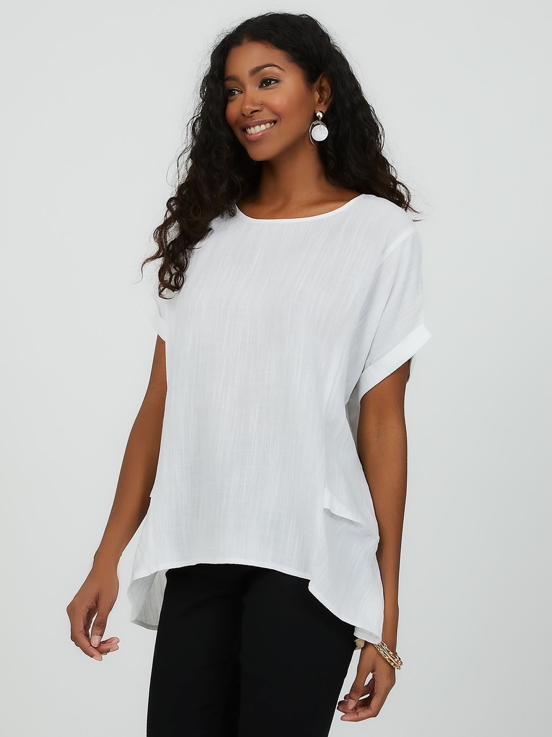 Cap Sleeve Linen-Like Blouse sold by Suzy Shier product image thumbnail 2