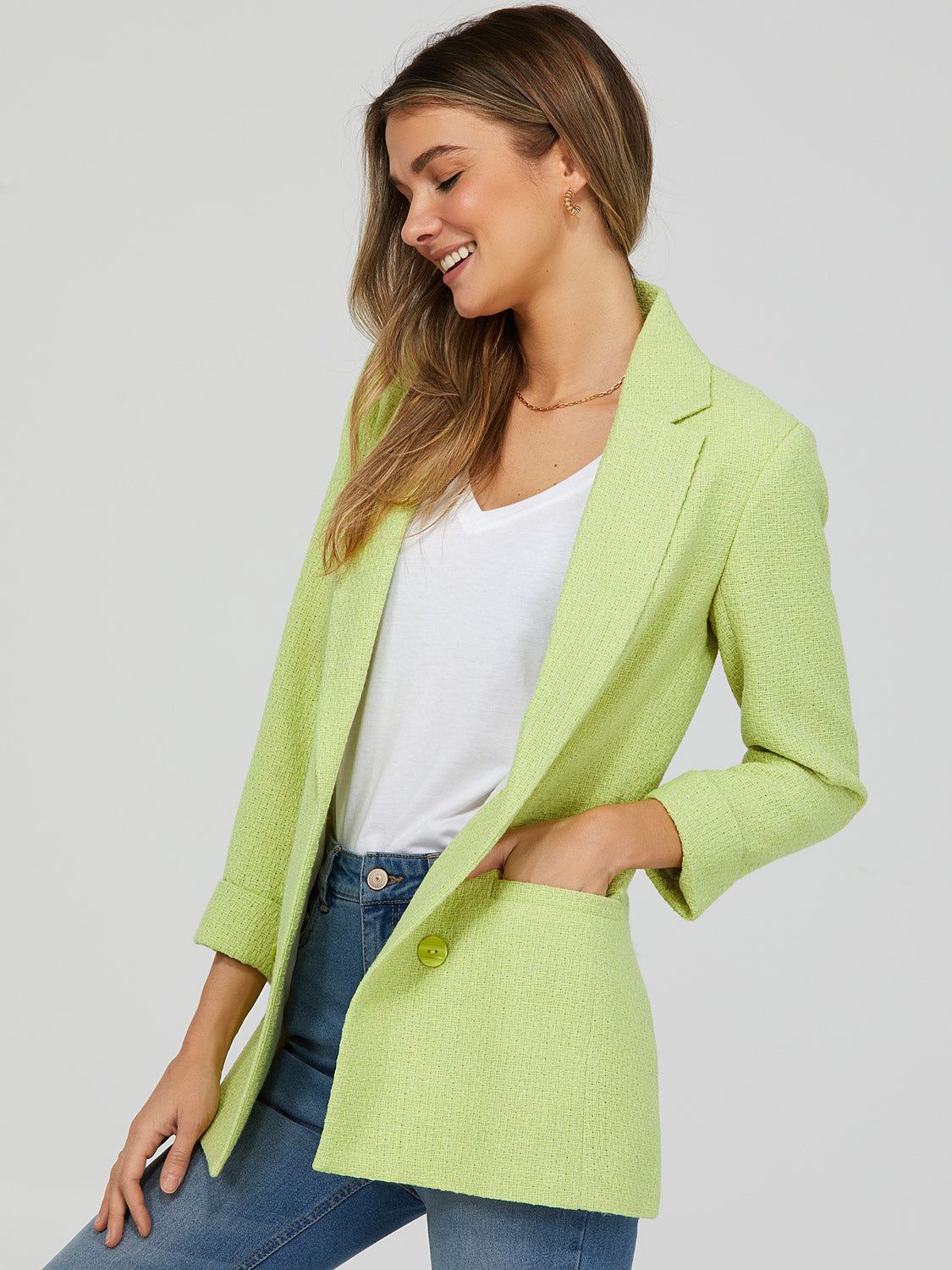 Double Breasted Boucle Blazer sold by Suzy Shier product image thumbnail 2