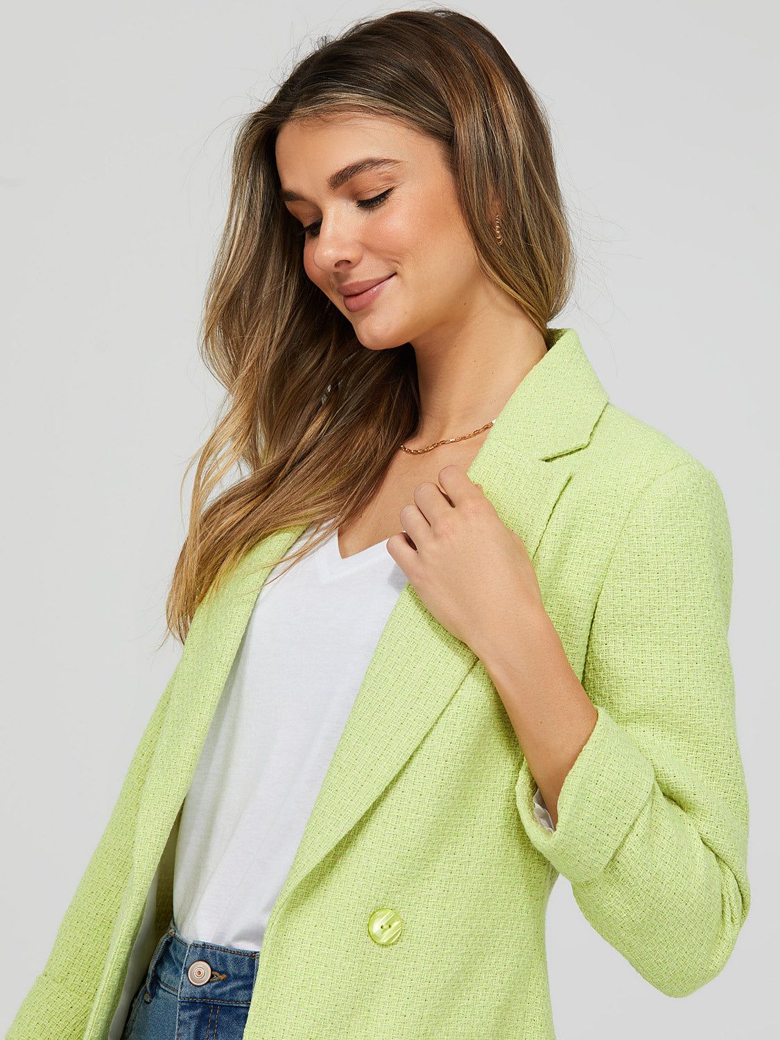 Double Breasted Boucle Blazer sold by Suzy Shier product image thumbnail 3