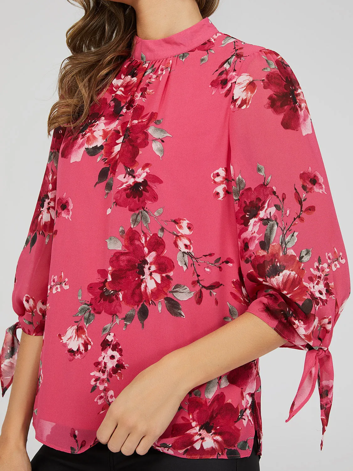 Printed Chiffon Mock Neck Blouse sold by Suzy Shier product image thumbnail 5