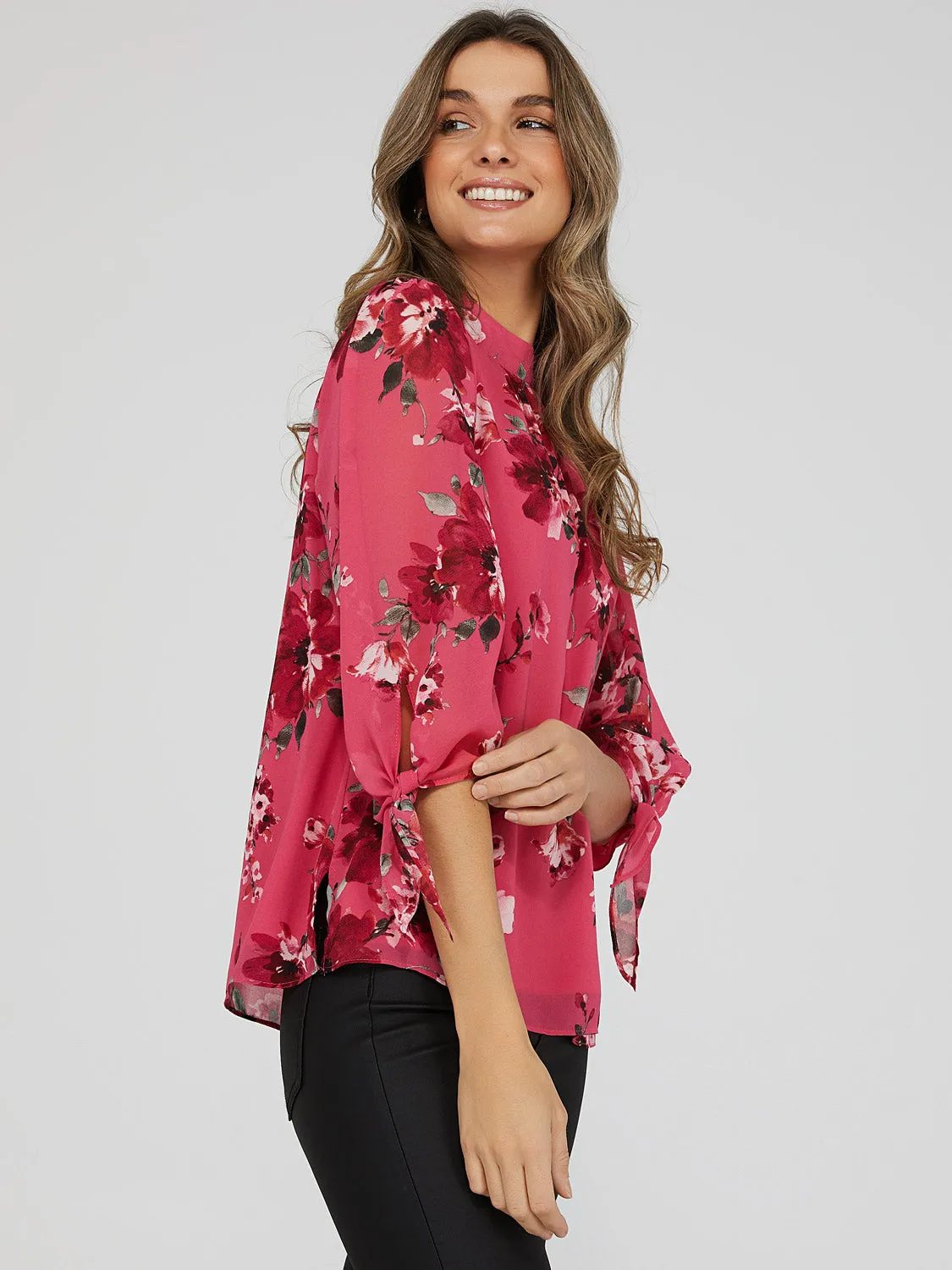 Printed Chiffon Mock Neck Blouse sold by Suzy Shier product image thumbnail 3