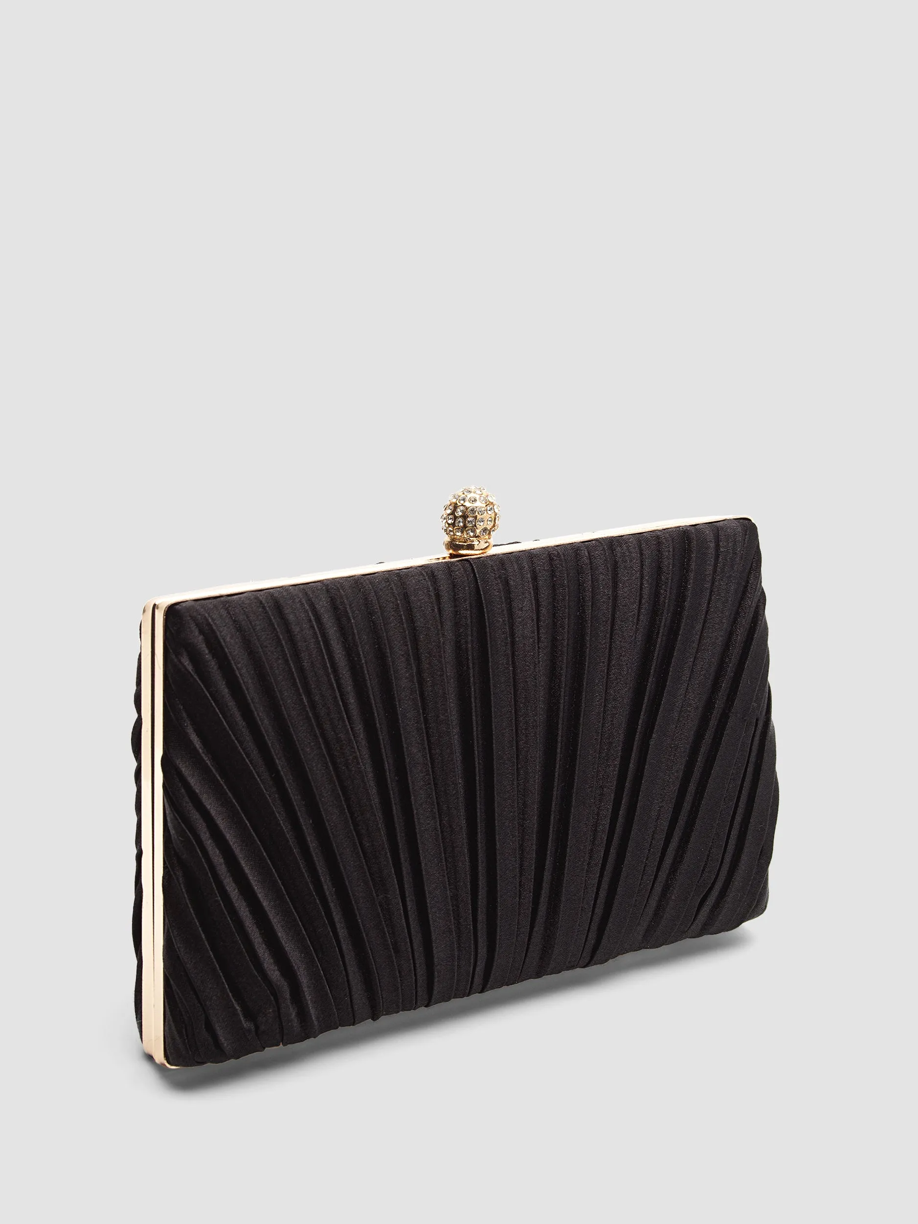 Pleated Satin Minaudiere With Metal Top Closure sold by Suzy Shier product image thumbnail 2