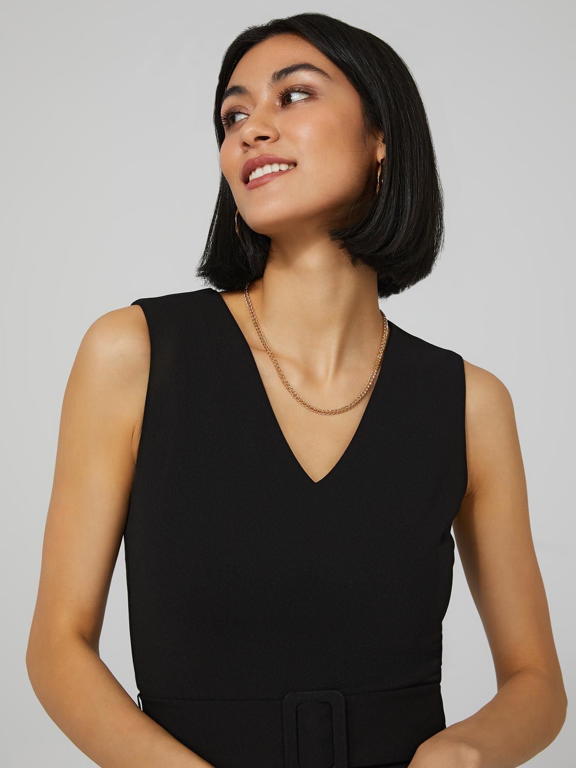 Sleeveless V-Neck Sheath Dress With Belt sold by Suzy Shier product image thumbnail 3