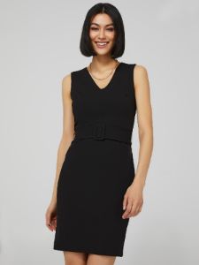 Sleeveless V-Neck Sheath Dress With Belt sold by Suzy Shier