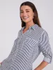 Striped Button-Up V-Neck Blouse sold by Suzy Shier