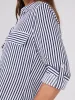Striped Button-Up V-Neck Blouse sold by Suzy Shier