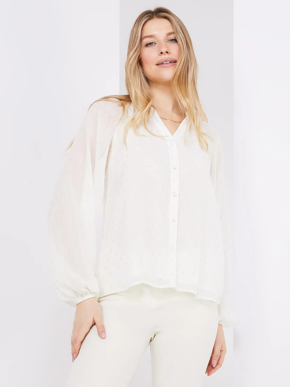 Collarless Button-Front Blouse sold by Suzy Shier product image thumbnail 3