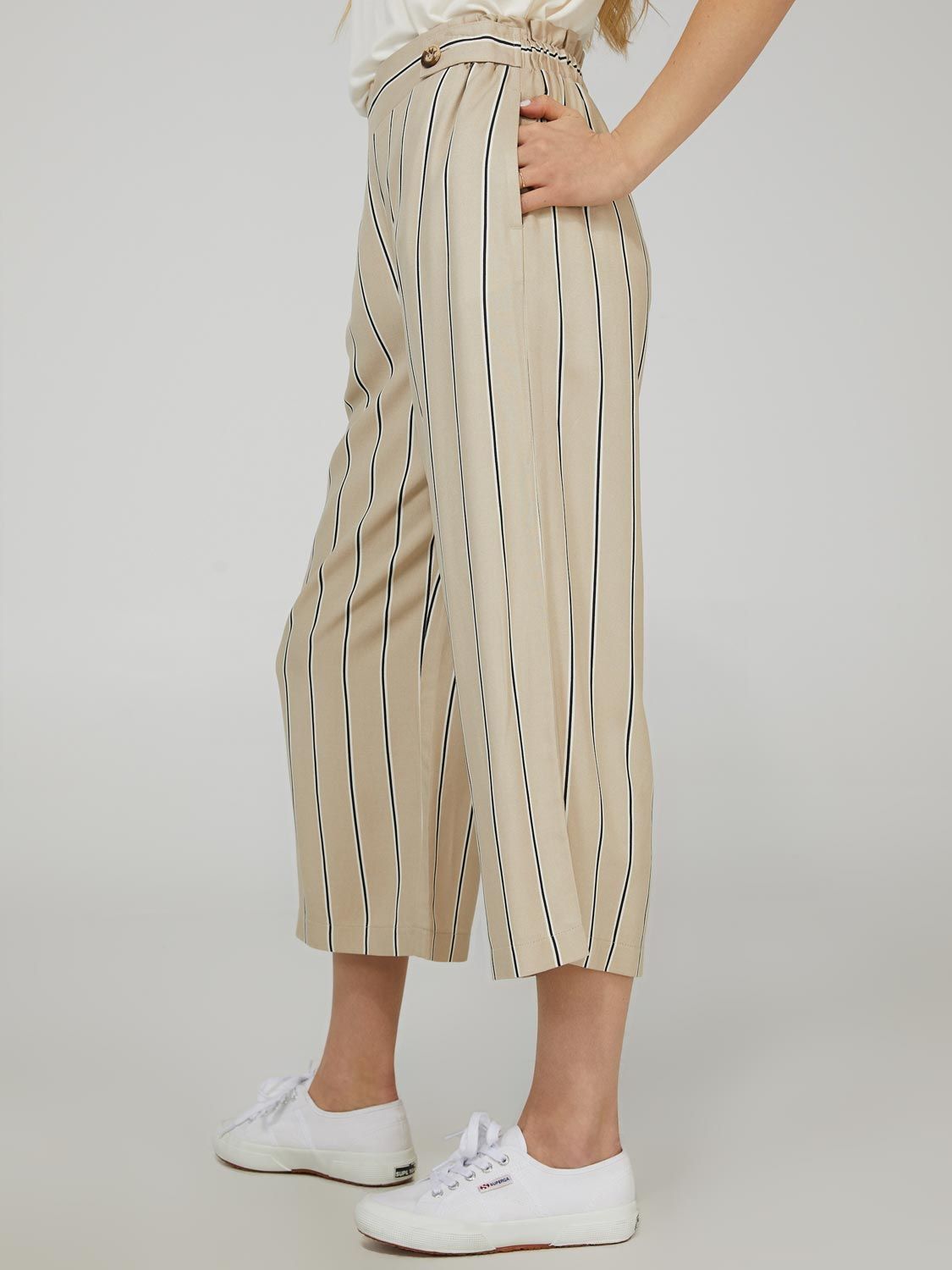 Striped High-Rise Wide Leg Gaucho Pants sold by Suzy Shier product image thumbnail 3