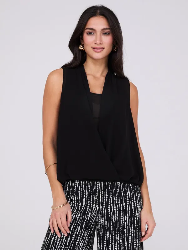 Sleeveless Chiffon Blouse with Blouson Wrap sold by Suzy Shier