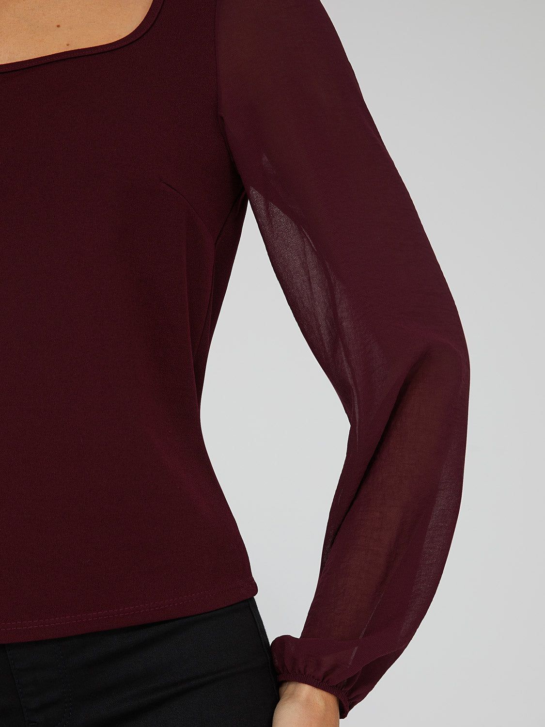 Chiffon Sleeve Square Neck Top sold by Suzy Shier product image thumbnail 6