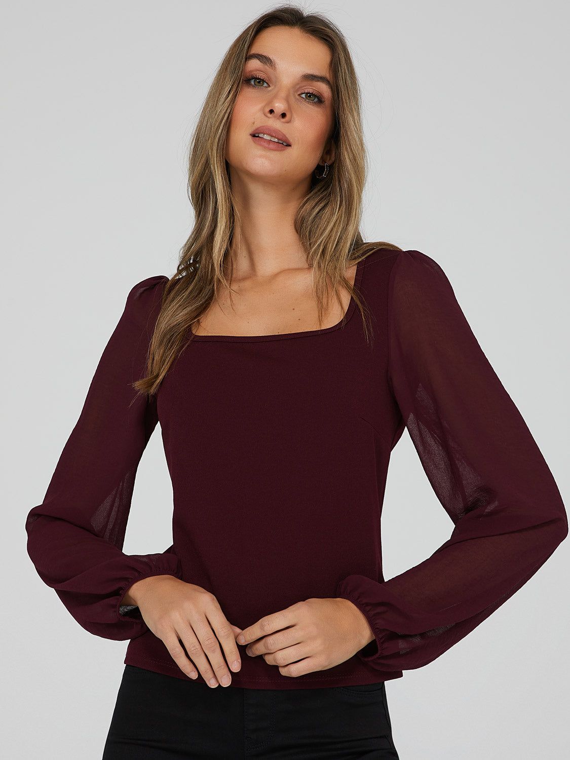Chiffon Sleeve Square Neck Top sold by Suzy Shier product image thumbnail 3