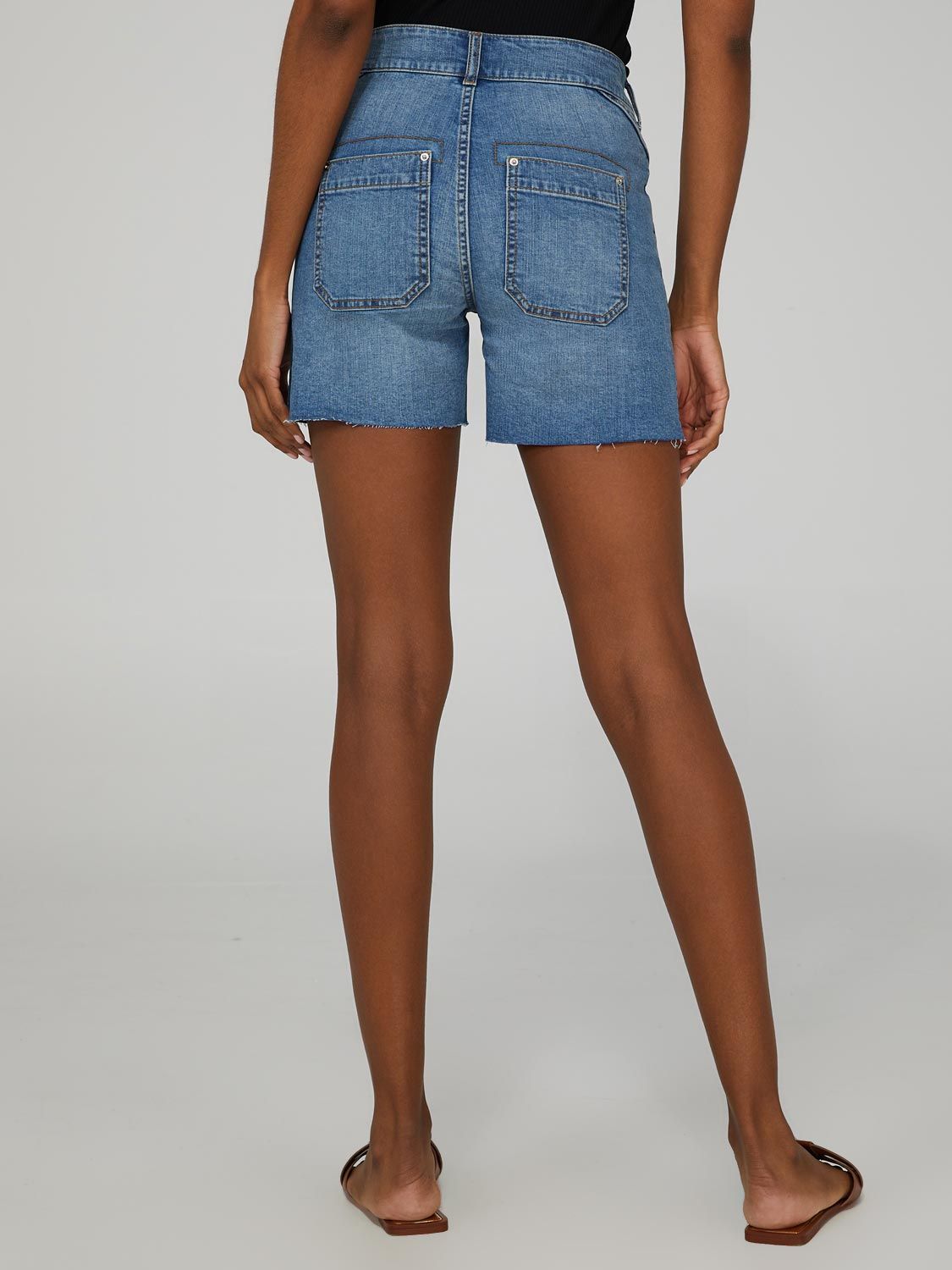 Classic Rise Denim Shorts With Raw Edge sold by Suzy Shier product image thumbnail 4