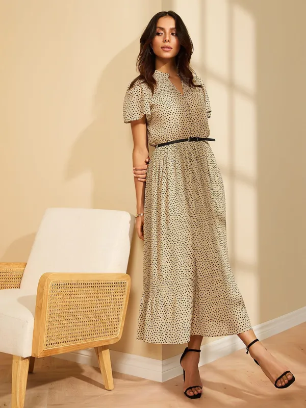 Belted Printed Chiffon Midi Dress sold by Suzy Shier