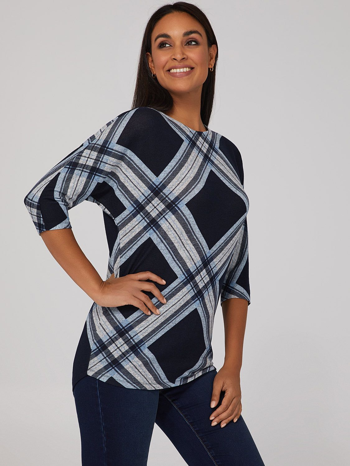 Plaid Dolman Sleeve Top sold by Suzy Shier product image thumbnail 2