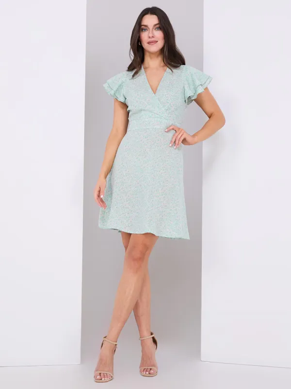 Floral Print Cross-Front Fit & Flare Mini Dress sold by Suzy Shier