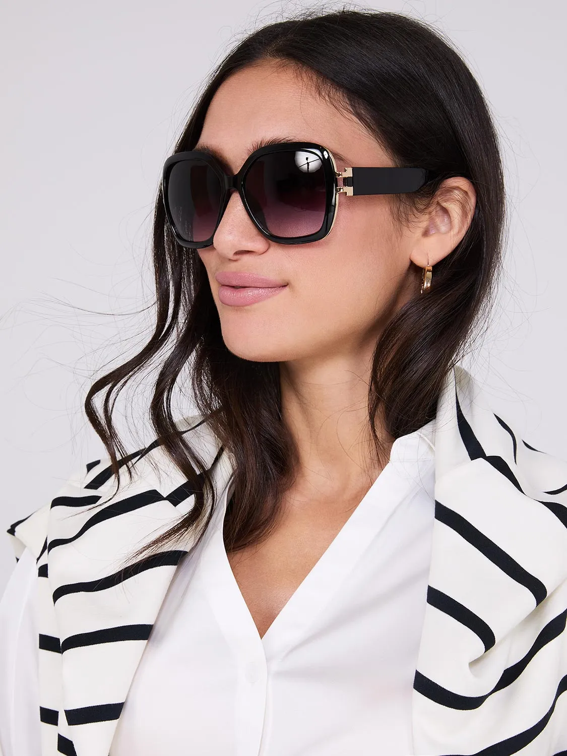 Oversized Square Sunglasses With Gold Details sold by Suzy Shier