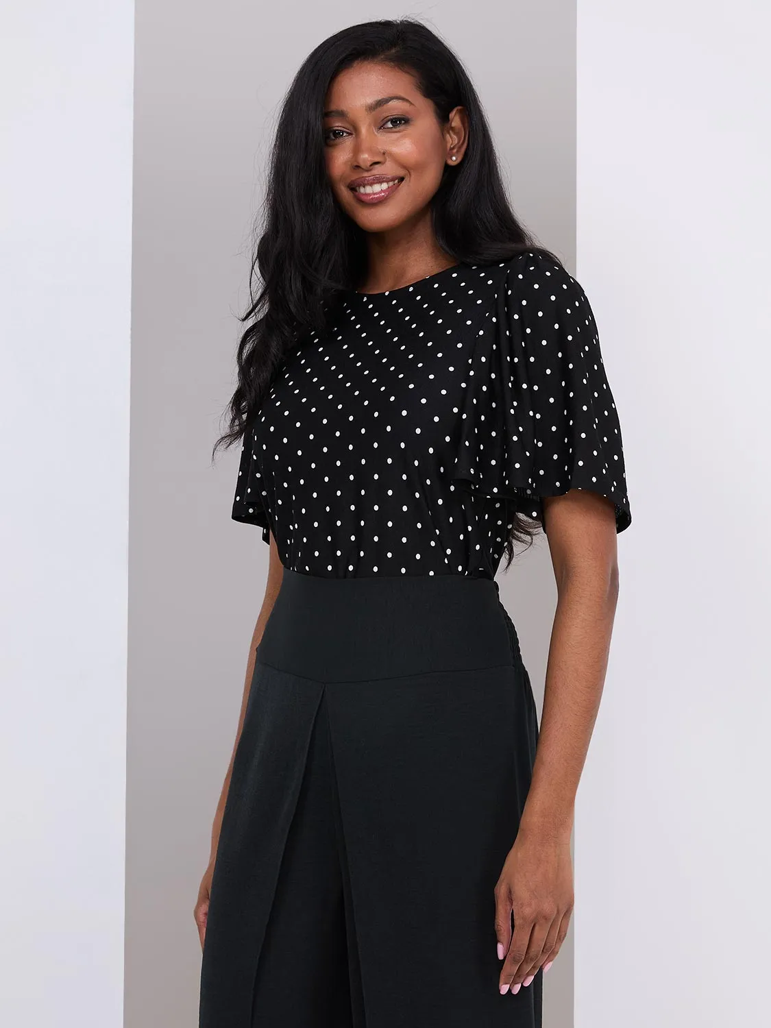 Polka Dot Flutter Sleeve Top sold by Suzy Shier product image thumbnail 4