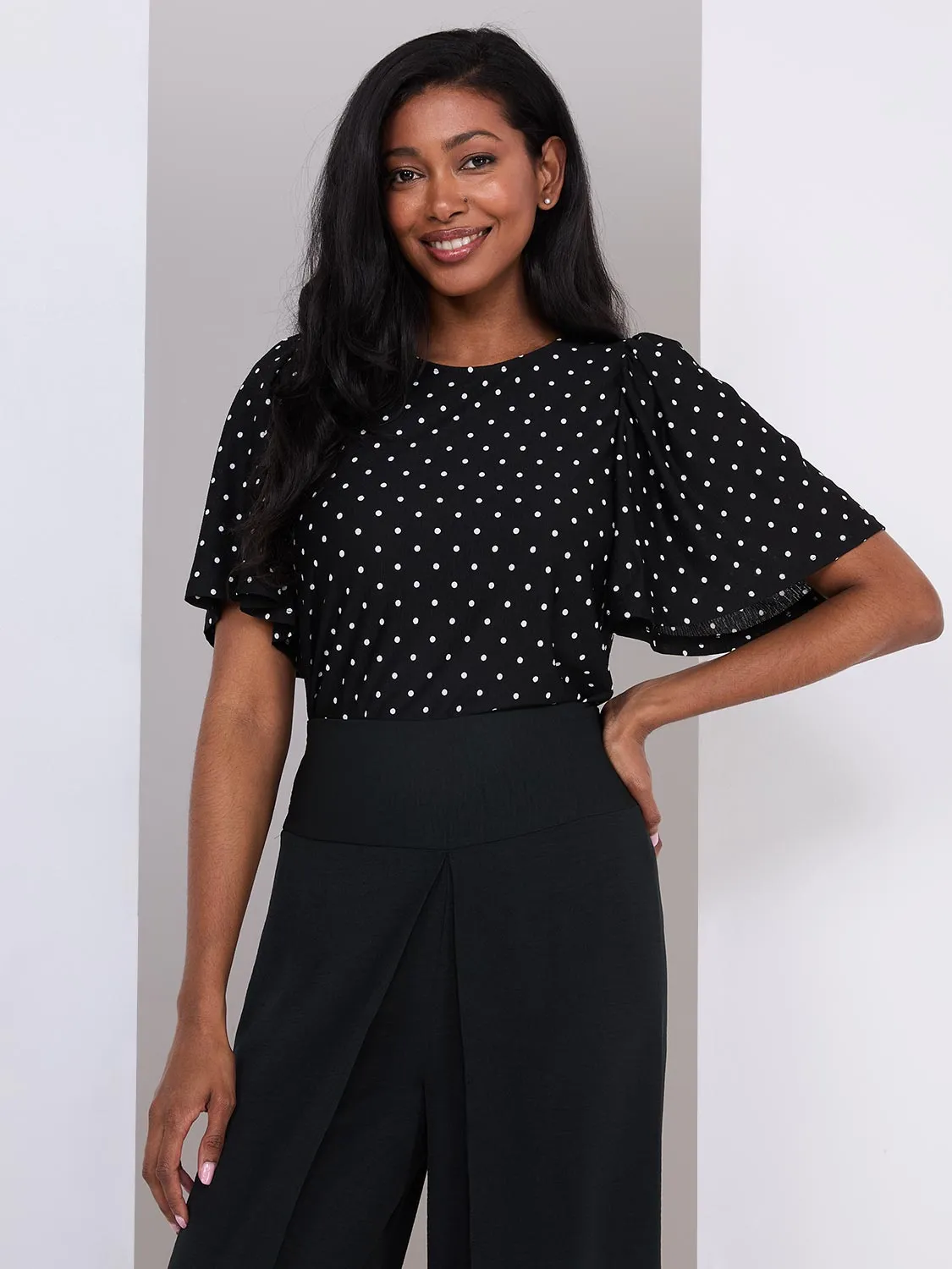 Polka Dot Flutter Sleeve Top sold by Suzy Shier product image thumbnail 2