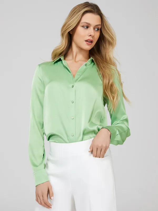 Long Sleeve Satin Blouse sold by Suzy Shier