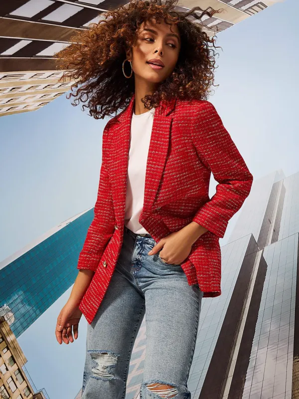 Boucle Double-Breasted Blazer sold by Suzy Shier