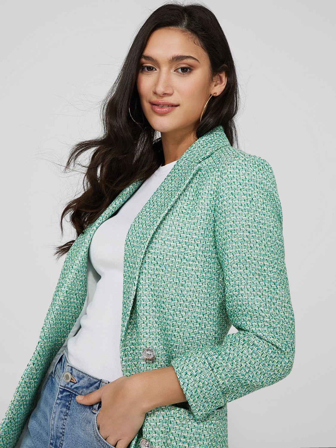 Open Front Boucle Blazer sold by Suzy Shier product image thumbnail 3