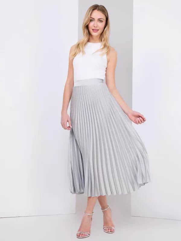 Pleated Satin Skirt sold by Suzy Shier