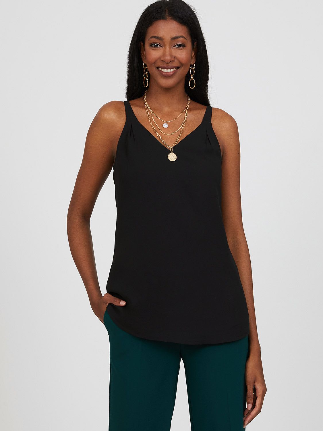Sleeveless V-Neck Chiffon Camisole sold by Suzy Shier