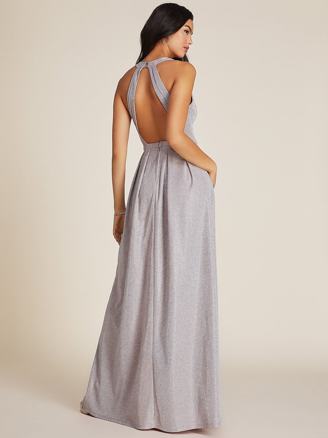 Plunging V-Neck Glitter Gown sold by Suzy Shier product image thumbnail 2