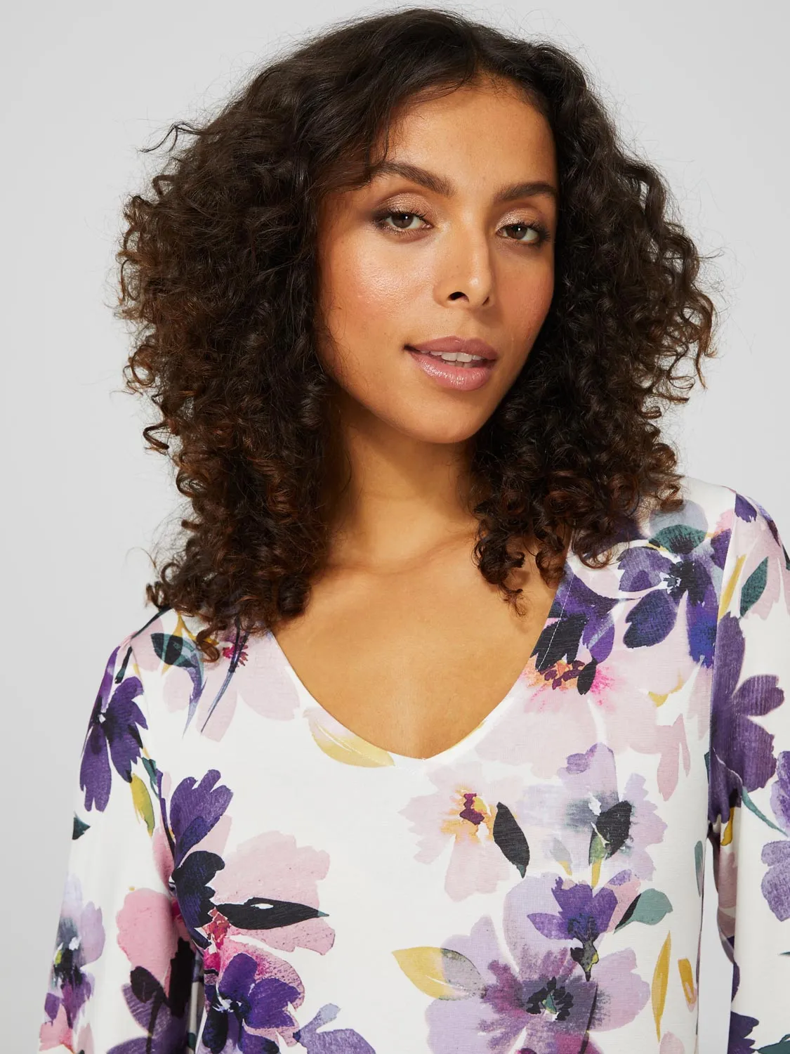 Floral Long Balloon Sleeve Top sold by Suzy Shier product image thumbnail 2