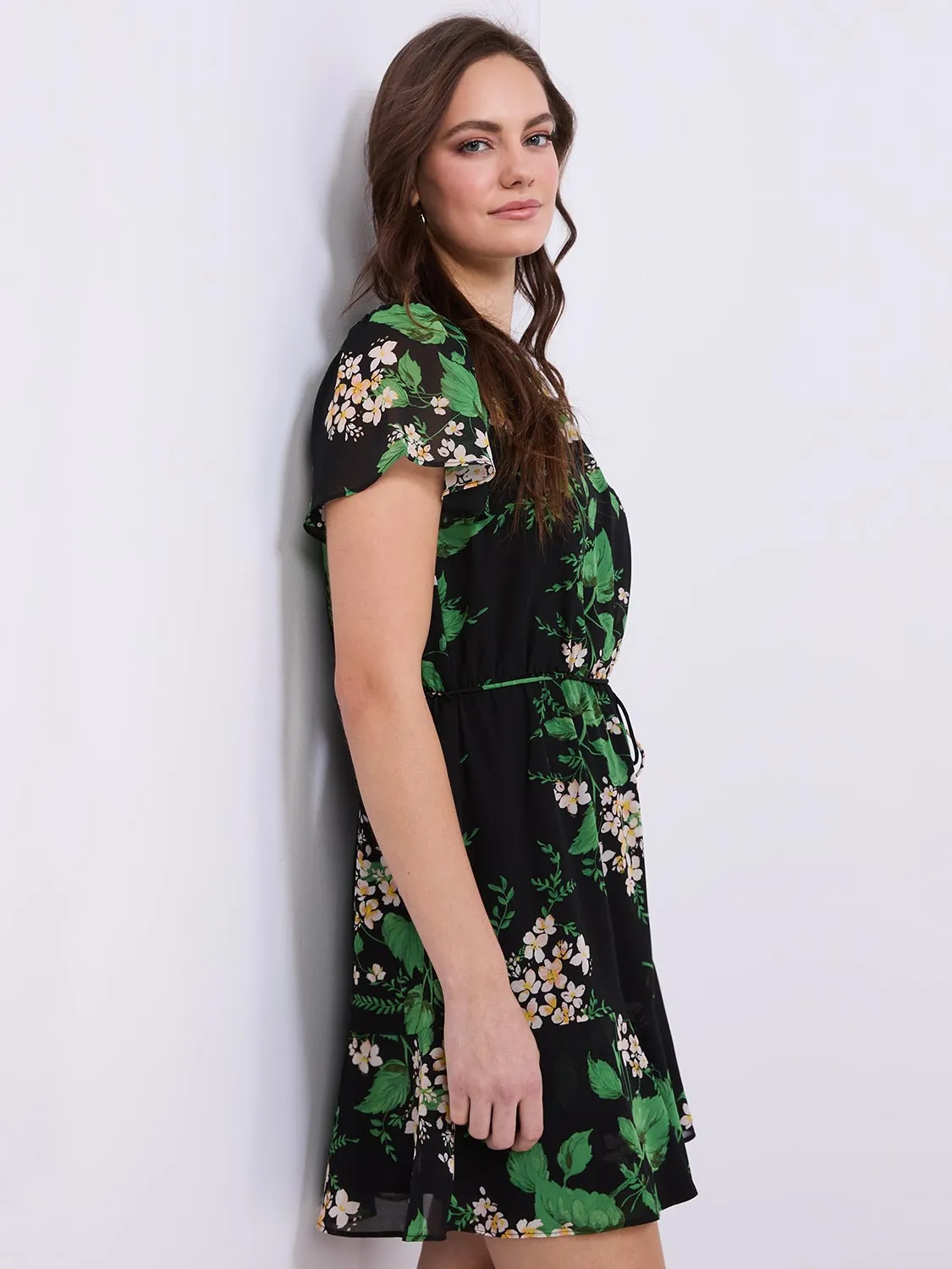 Printed Ruffle Skirt Chiffon Dress sold by Suzy Shier product image thumbnail 5