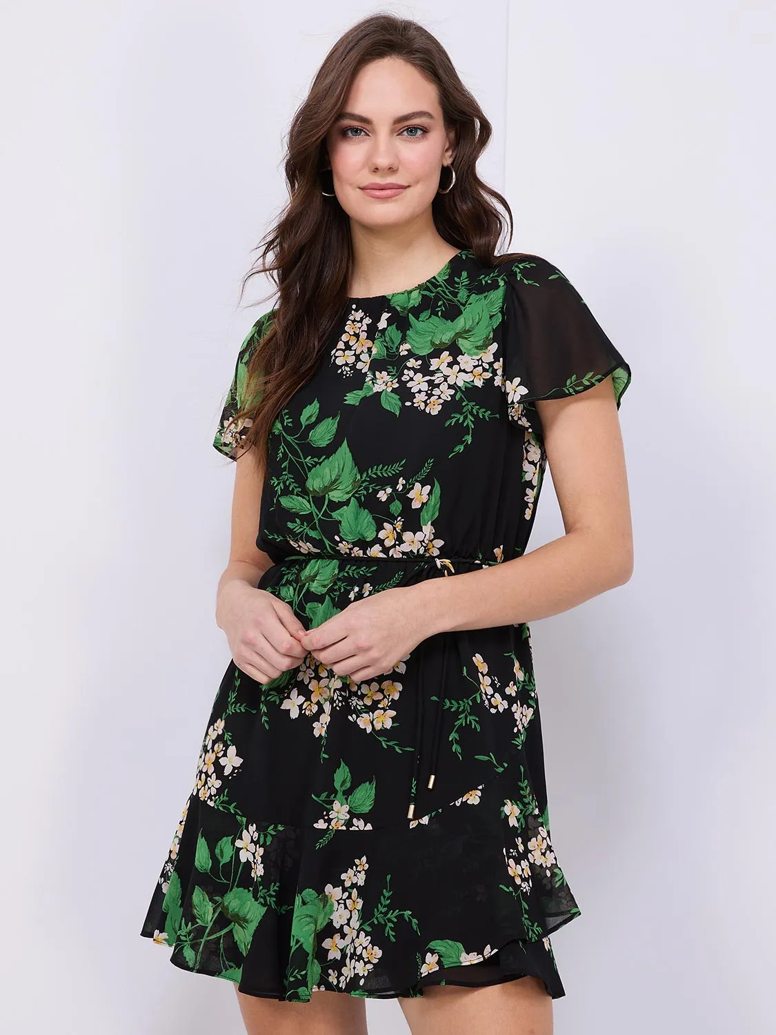 Printed Ruffle Skirt Chiffon Dress sold by Suzy Shier product image thumbnail 3