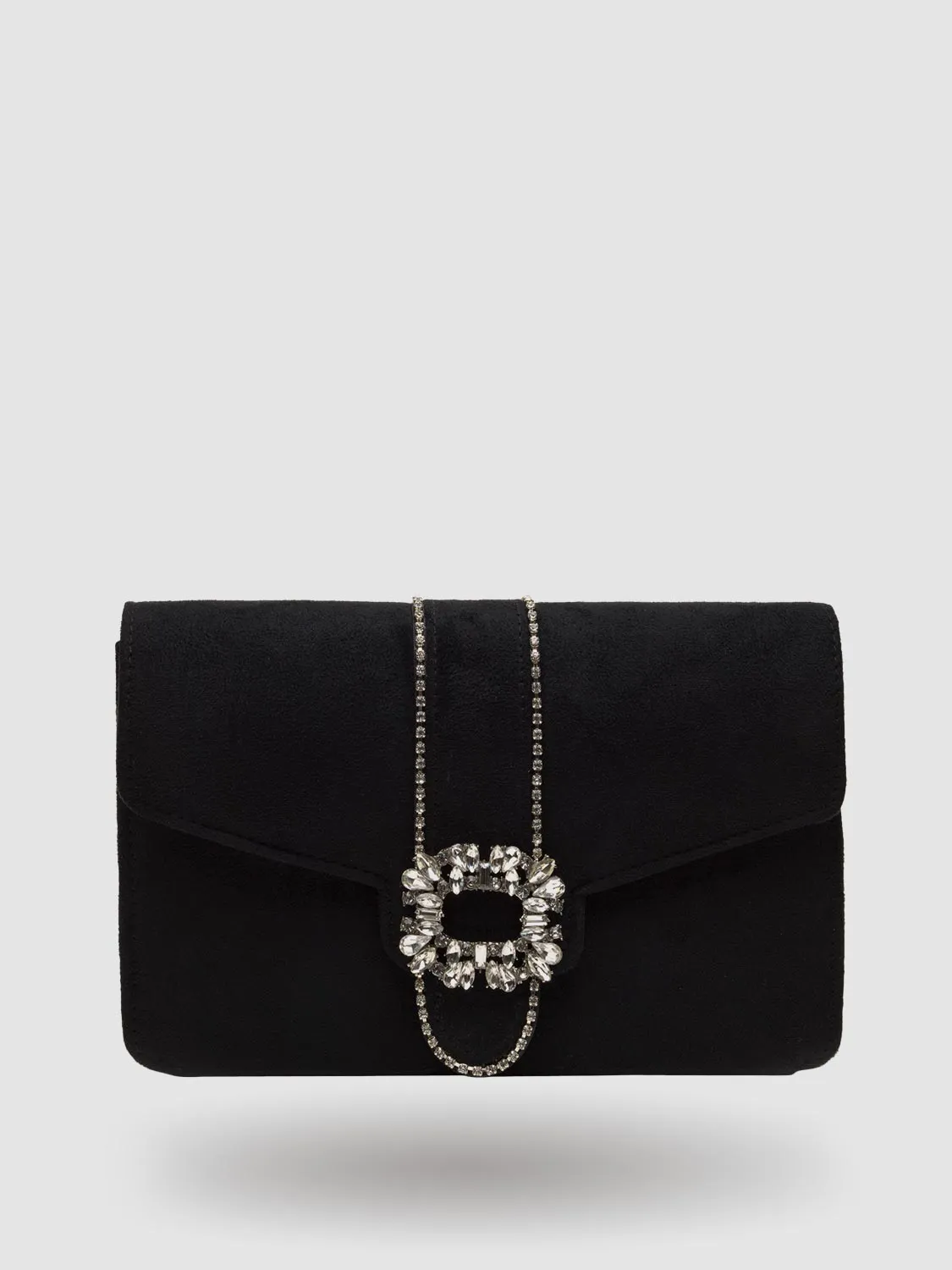 Suede Flapover Envelope Clutch With Jewelled Trim sold by Suzy Shier product image thumbnail 2