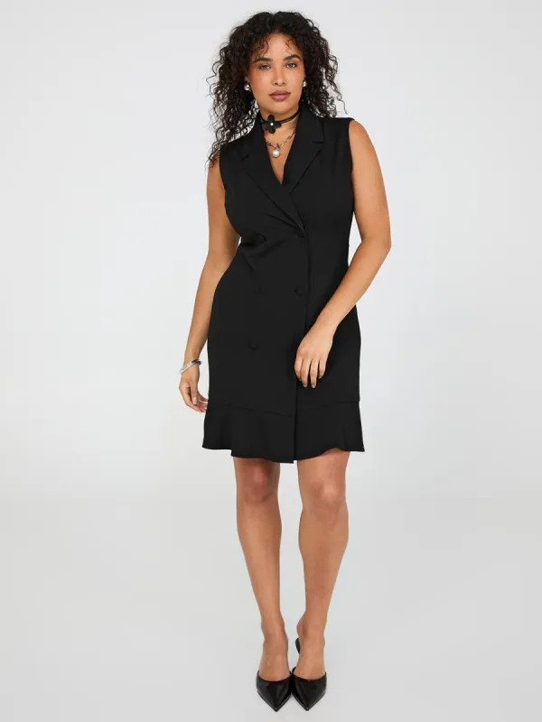 Sleeveless Blazer Dress With Flounce Hem sold by Suzy Shier